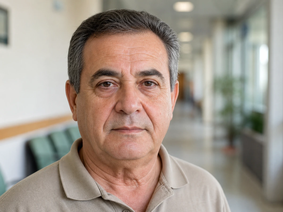 Portrait of a man in his fifties with face and eyes clearly visible, no sunglasses, photographed for a trifocal cataract surgery package in Istanbul